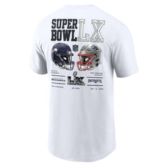 New England Patriots vs. Seattle Seahawks Super Bowl LX Dueling T-Shirt White - Nike
