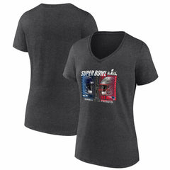 New England Patriots vs. Seattle Seahawks Women's Super Bowl LX Matchup Final Battle V-Neck T-Shirt Heather Charcoal - Fanatics
