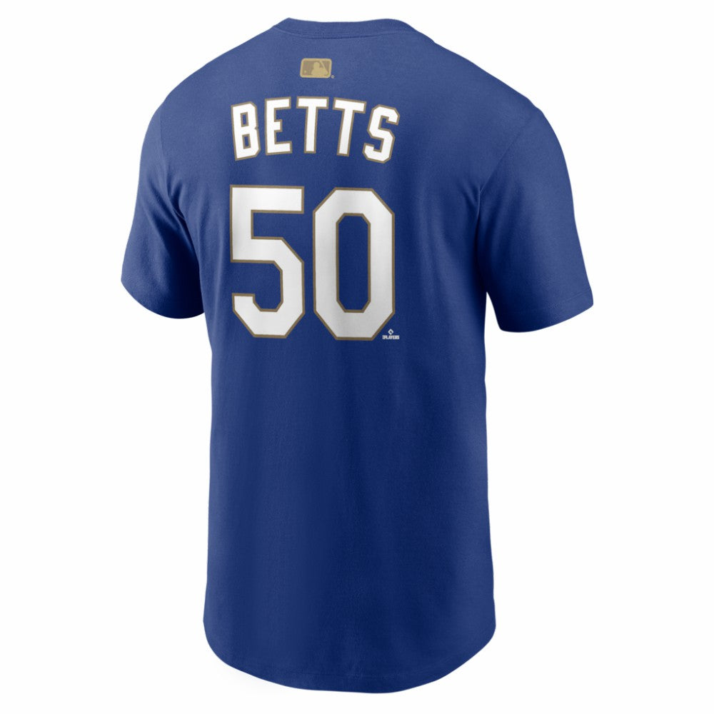 Mookie Betts Los Angeles Dodgers Nike 2026 Gold Collection Name & Number T-Shirt Sale