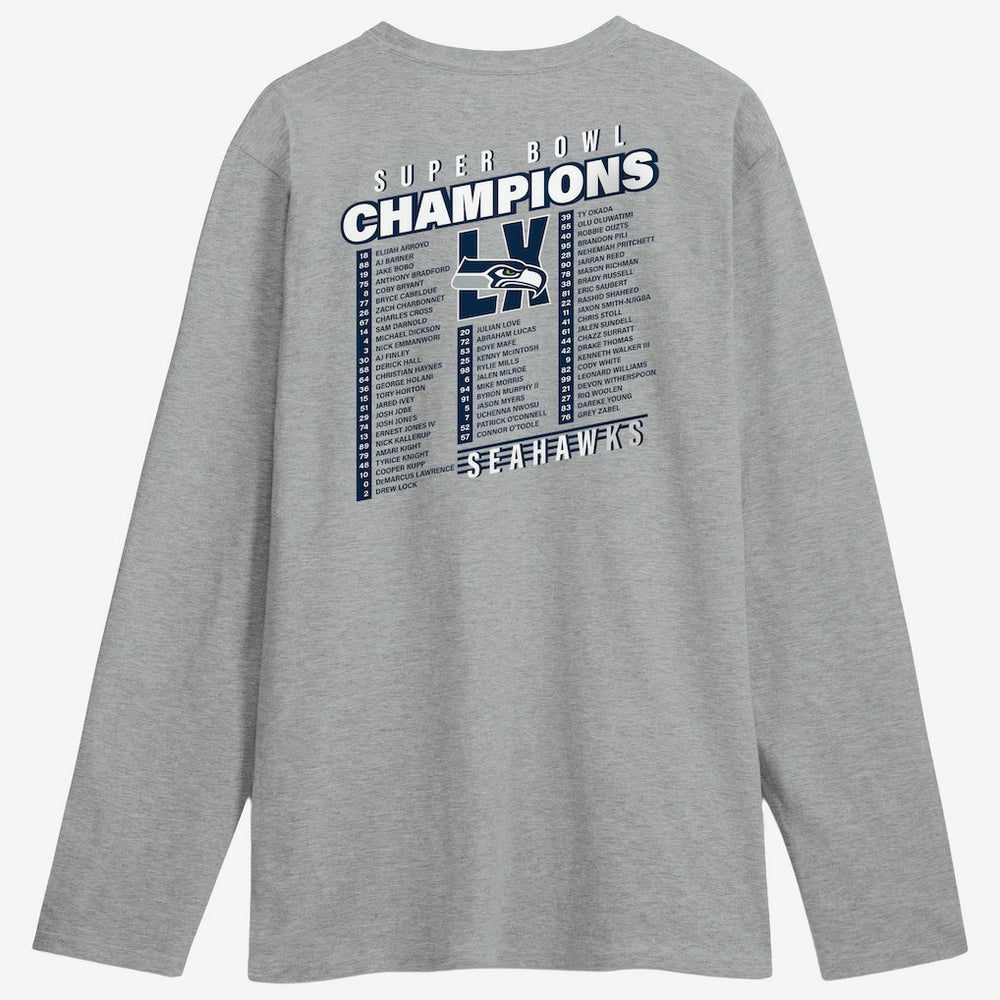Seattle Seahawks Super Bowl LX Champions Best Teammates Roster Long Sleeve T-Shirt Steel - Fanatics