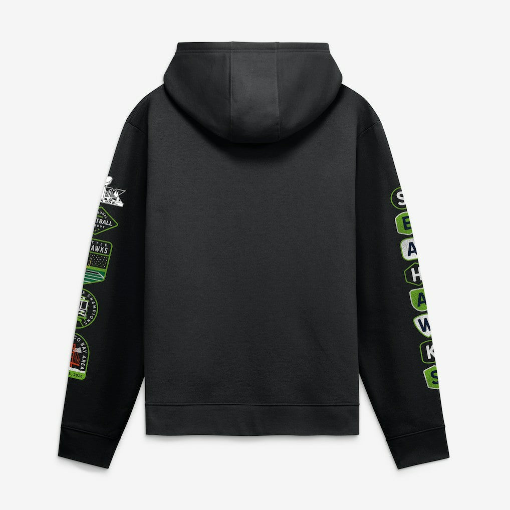 Seattle Seahawks Super Bowl LX Champions Banner Year Hoodie Black - Fanatics