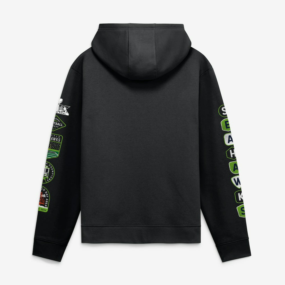 Seattle Seahawks Super Bowl LX Champions Banner Year Hoodie Black - Fanatics