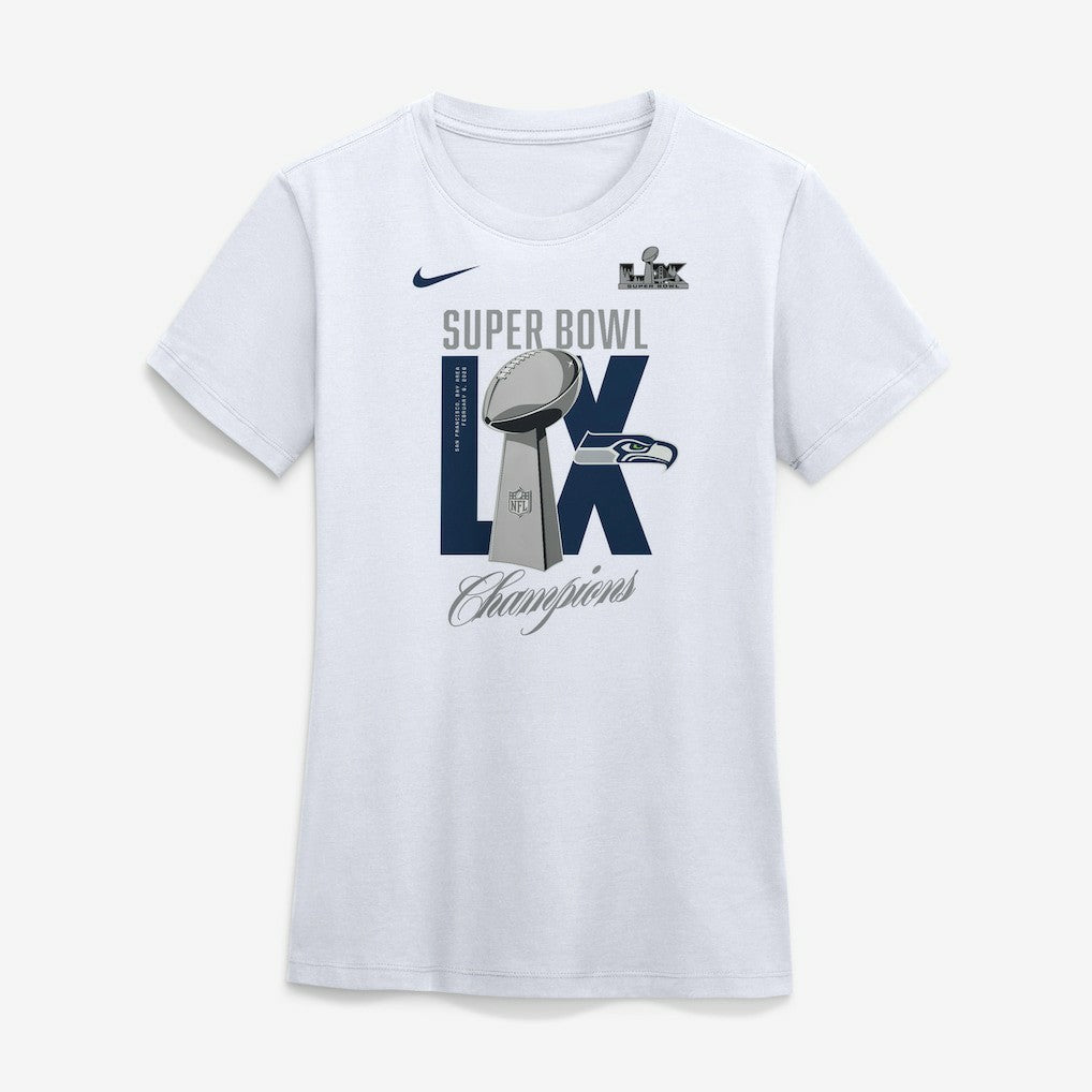 Seattle Seahawks Women's Super Bowl LX Champions Lombardi Trophy T-Shirt White - Nike