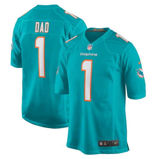 Number 1 Dad Miami Dolphins Game Jersey - Aqua | NFL Jerseys