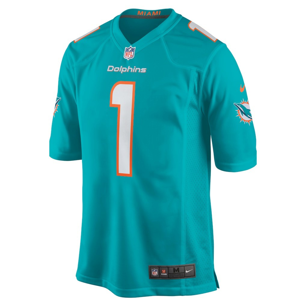 Number 1 Dad Miami Dolphins Game Jersey Aqua - Nike