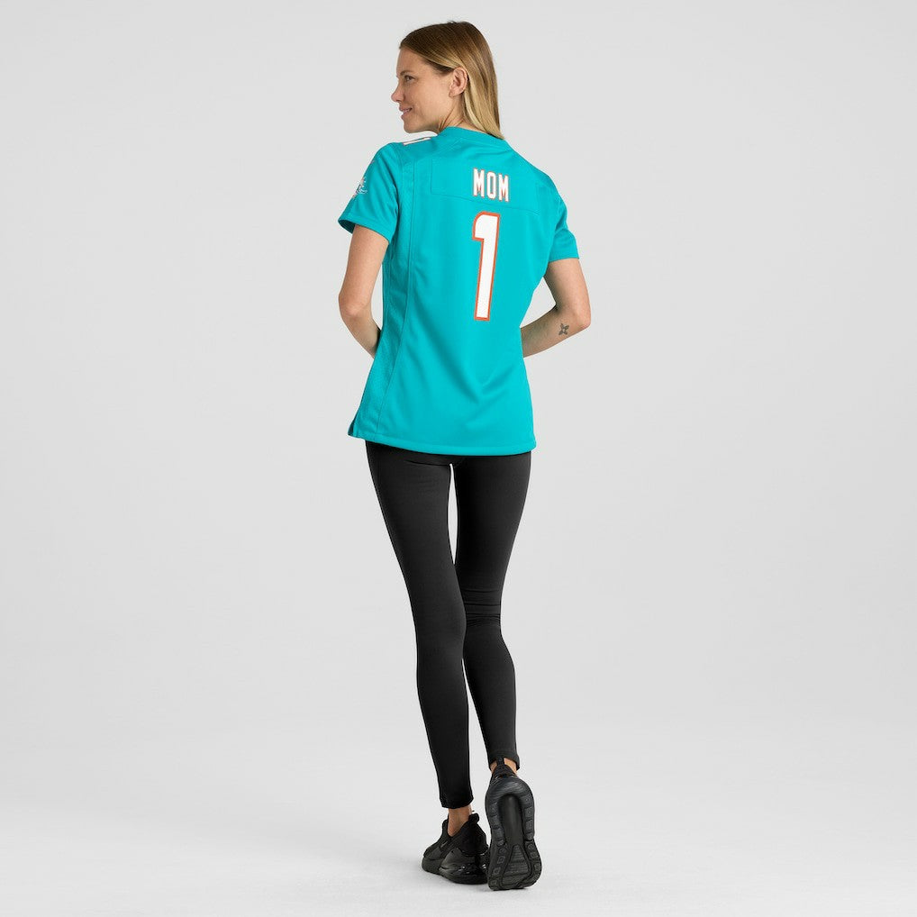 Number 1 Mom Miami Dolphins Women's Game Jersey Aqua - Nike