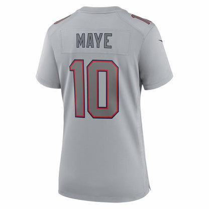 Drake Maye New England Patriots Women's Super Bowl LX Patch Atmosphere Fashion Game Jersey - Silver | NFL Jerseys