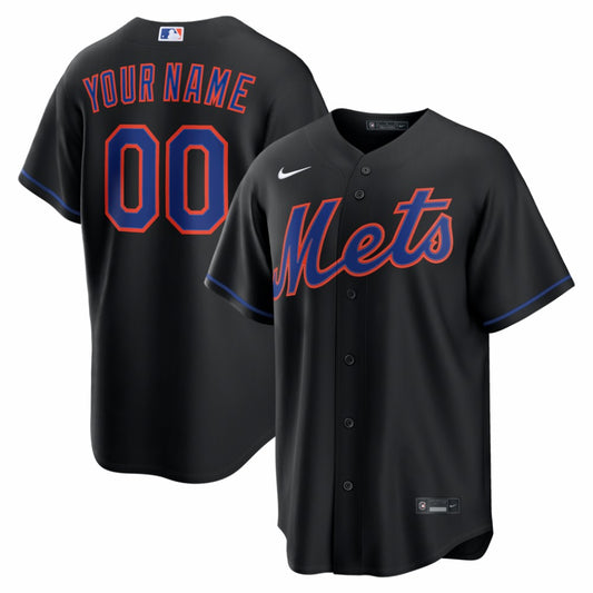 New York Mets Nike Alternate Replica Custom Jersey - Black | MLB Jerseys