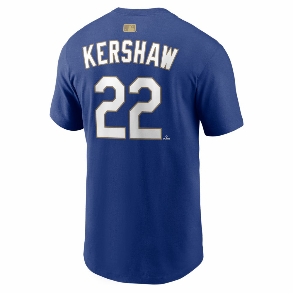 Clayton Kershaw Los Angeles Dodgers Nike 2026 Gold Collection Name & Number T-Shirt Lifestyle