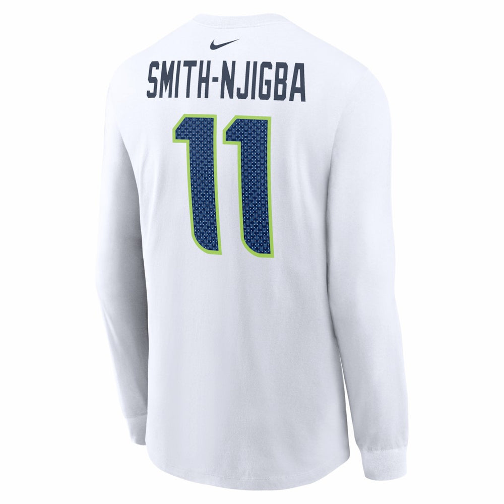 Jaxon Smith-Njigba Seattle Seahawks Super Bowl LX Champions Patch Name & Number Long Sleeve T-Shirt White - Nike