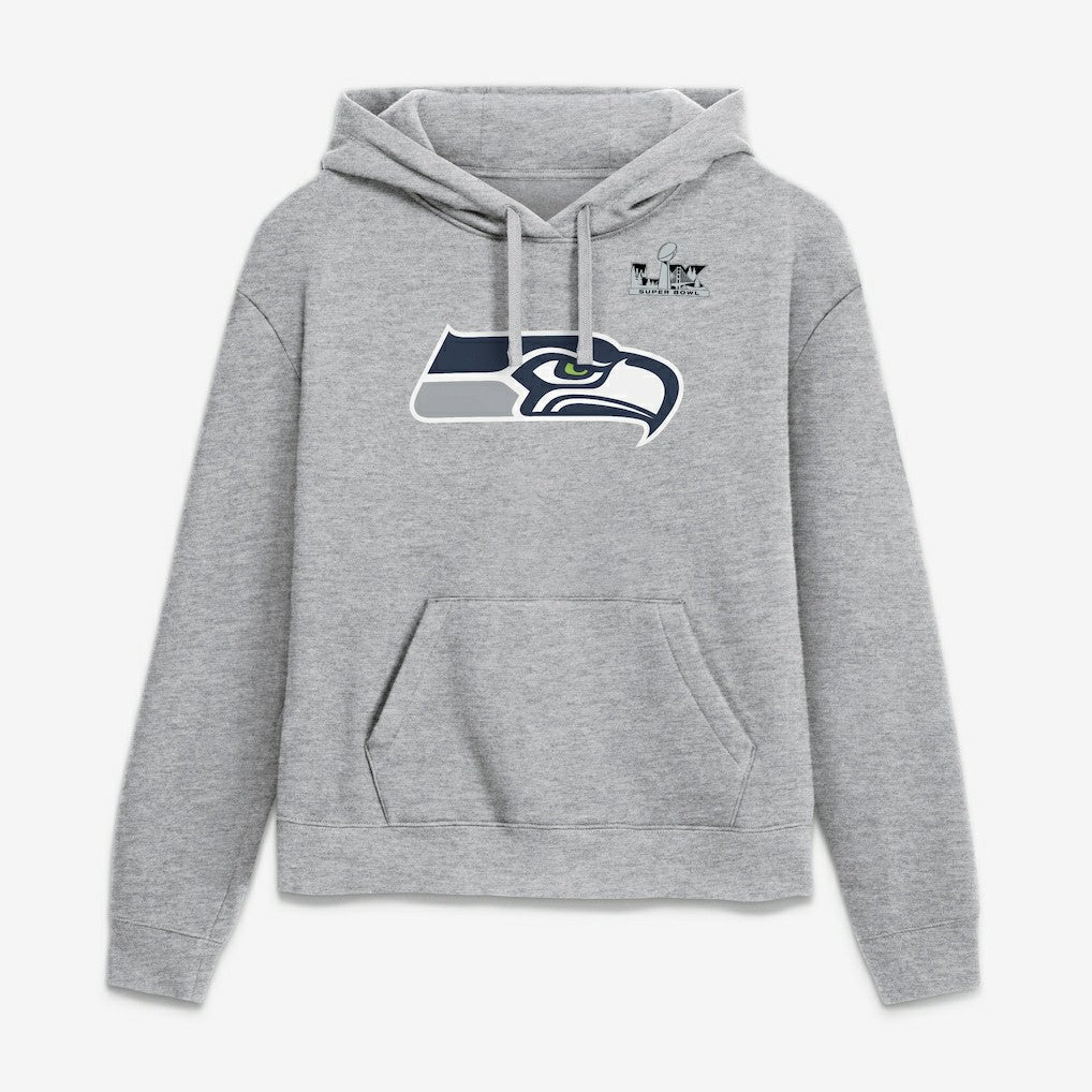Jaxon Smith-Njigba Seattle Seahawks Women's Super Bowl LX Champions Patch Name & Number Hoodie Heather Gray - Nike