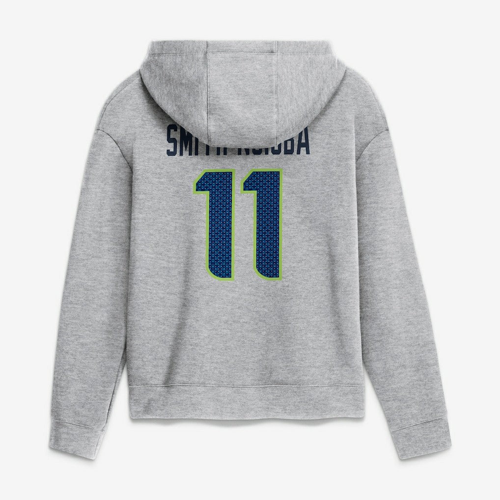 Jaxon Smith-Njigba Seattle Seahawks Women's Super Bowl LX Champions Patch Name & Number Hoodie Heather Gray - Nike