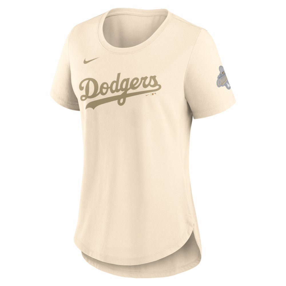 Los Angeles Dodgers Nike Women's 2026 Gold Collection Tri-Blend Wordmark T-Shirt Sale
