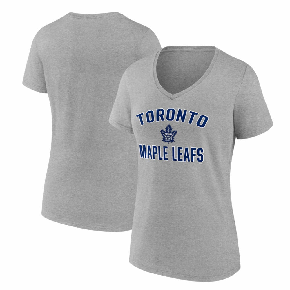 Toronto Maple Leafs - Logo Athletic Women's Arch Victory V-Neck T-Shirt Heather Gray