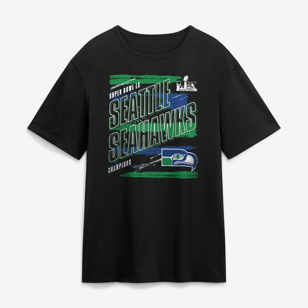 Seattle Seahawks Super Bowl LX Champions Classic Stripes Legacy T-Shirt Black - Fanatics