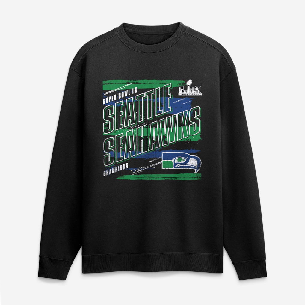 Seattle Seahawks Super Bowl LX Champions Classic Stripes Legacy Fleece Sweatshirt Black - Fanatics