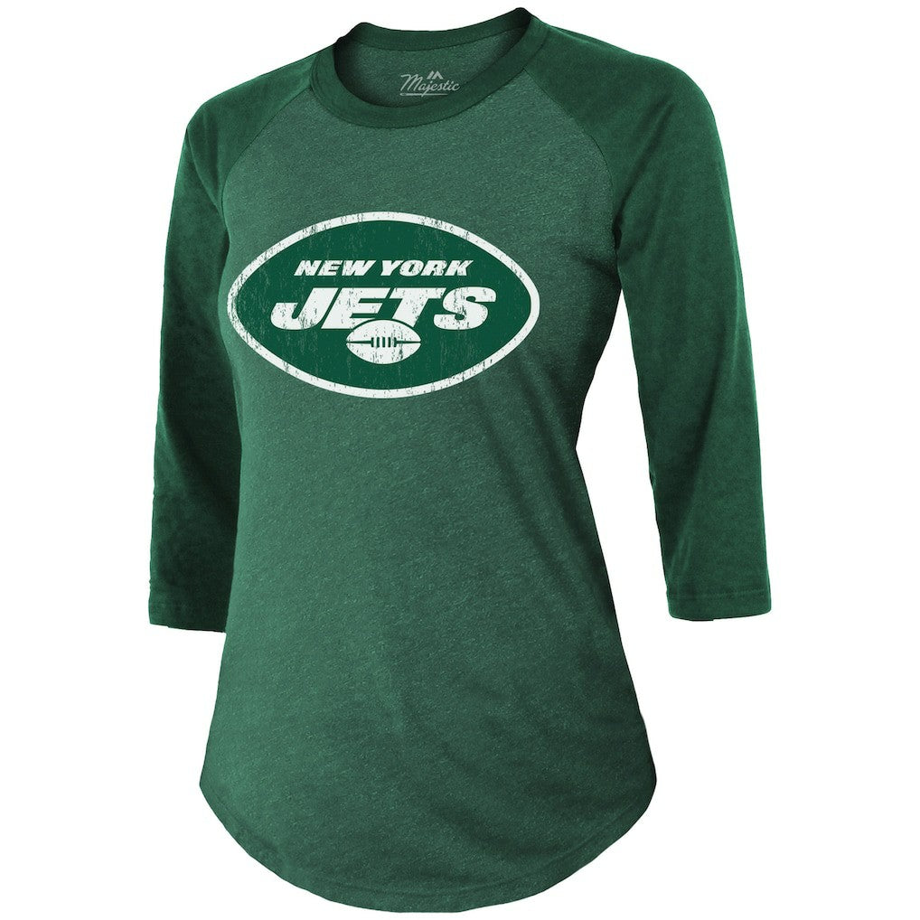 Ahmad Sauce Gardner New York Jets Majestic Threads Women's Player Name & Number Tri-Blend 3/4-Sleeve Fitted T-Shirt Green - NFL