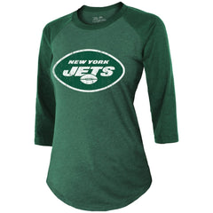 Ahmad Sauce Gardner New York Jets Majestic Threads Women's Player Name & Number Tri-Blend 3/4-Sleeve Fitted T-Shirt Green - NFL