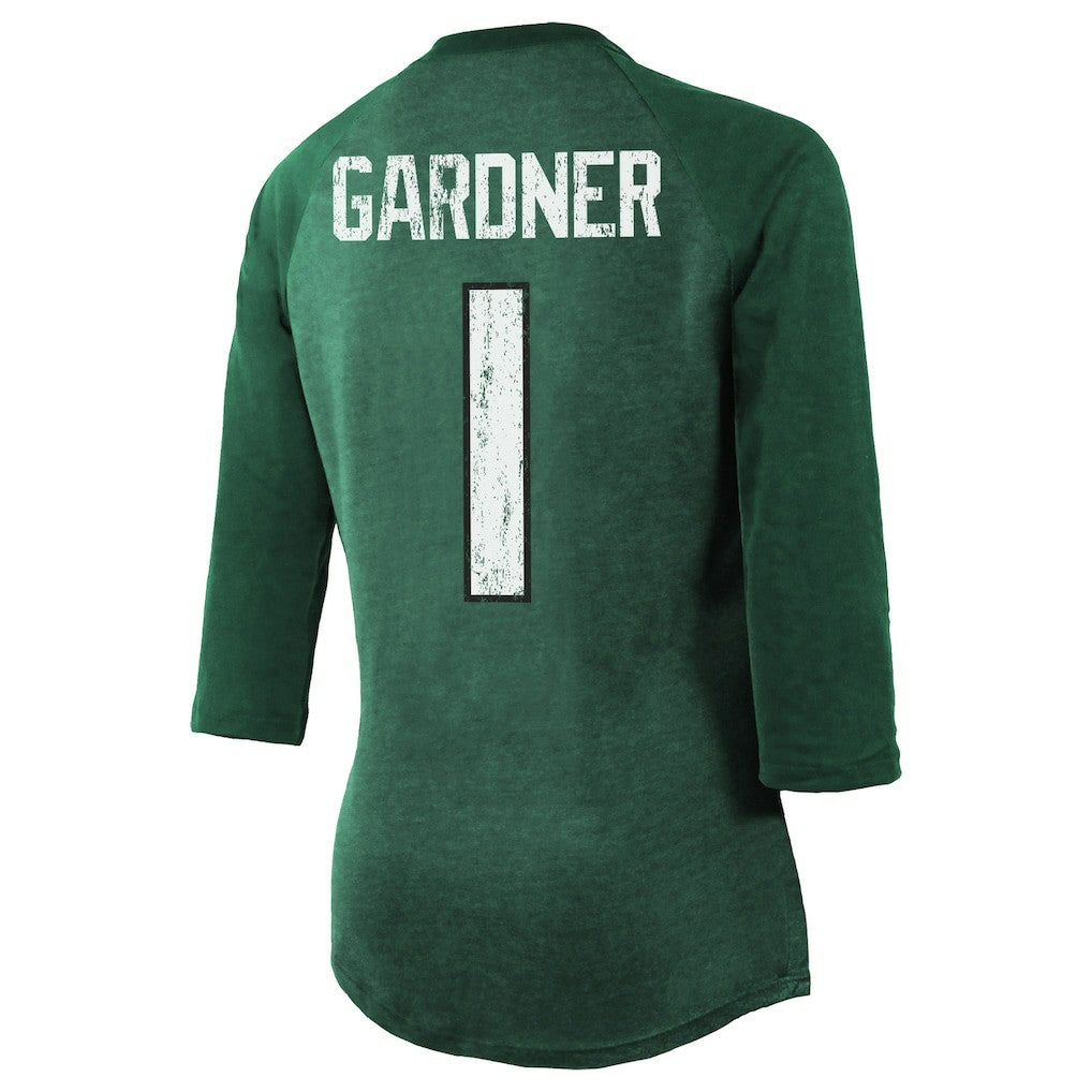 Ahmad Sauce Gardner New York Jets Majestic Threads Women's Player Name & Number Tri-Blend 3/4-Sleeve Fitted T-Shirt Green - NFL