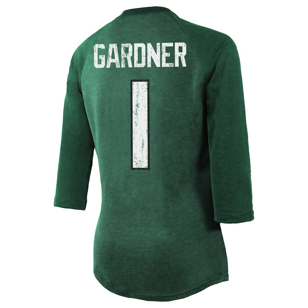 Ahmad Sauce Gardner New York Jets Majestic Threads Women's Player Name & Number Tri-Blend 3/4-Sleeve Fitted T-Shirt Green - NFL