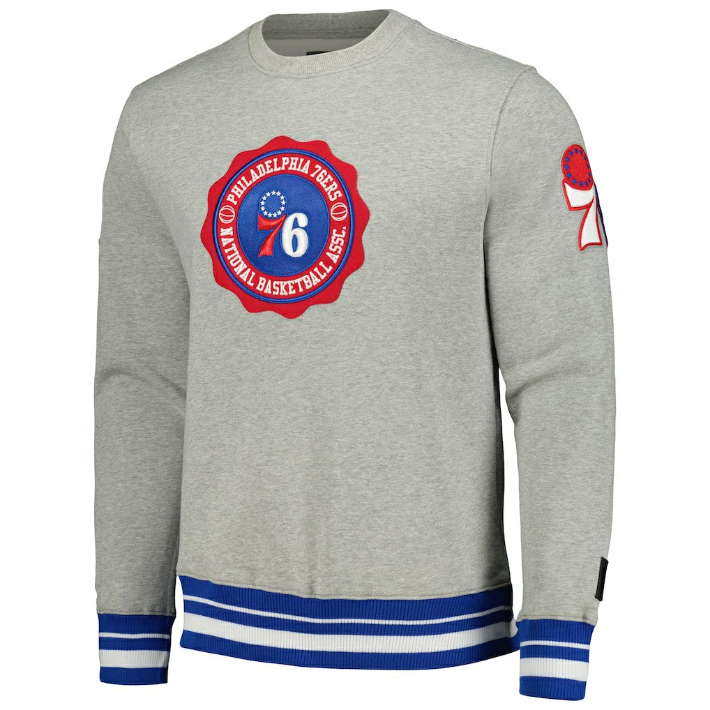 NBA - Philadelphia 76ers Pro Standard Crest Emblem Pullover Sweatshirt - Heather Gray