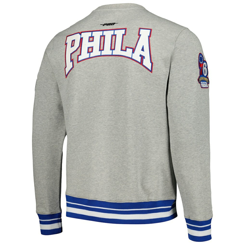 NBA - Philadelphia 76ers Pro Standard Crest Emblem Pullover Sweatshirt - Heather Gray