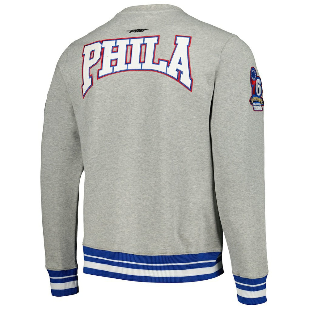 NBA - Philadelphia 76ers Pro Standard Crest Emblem Pullover Sweatshirt - Heather Gray