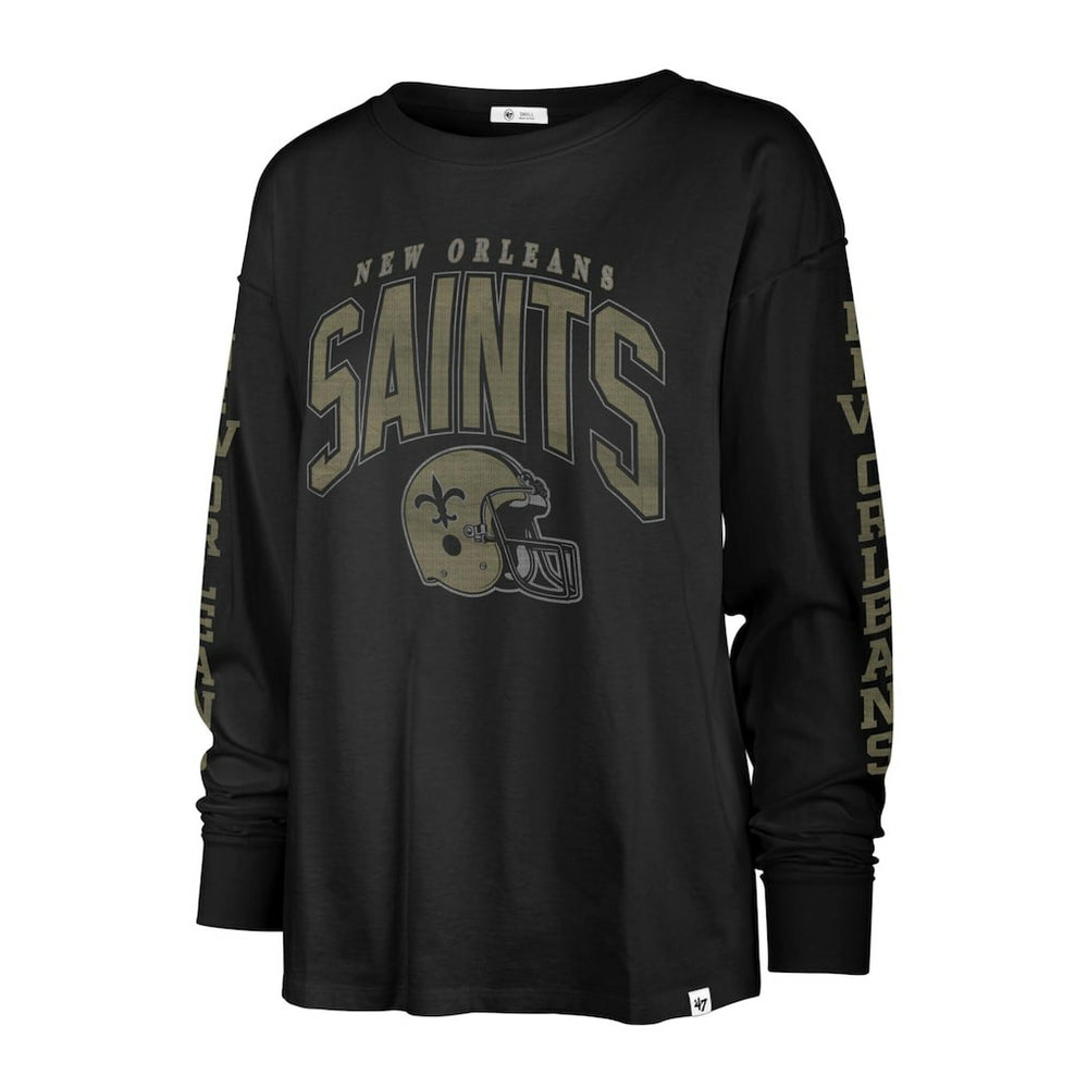 New Orleans Saints '47 Women's Tom Cat Lightweight Long Sleeve T-Shirt Black - 47 brand