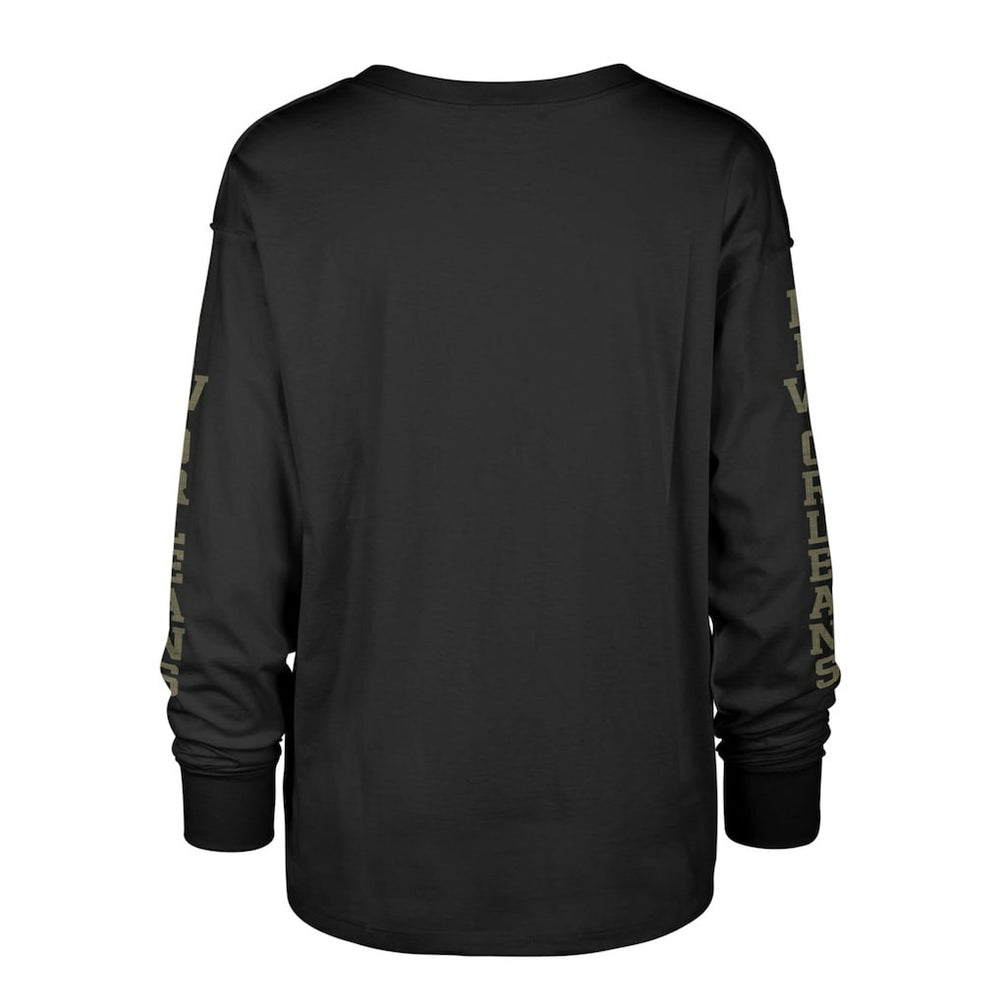 New Orleans Saints '47 Women's Tom Cat Lightweight Long Sleeve T-Shirt Black - 47 brand