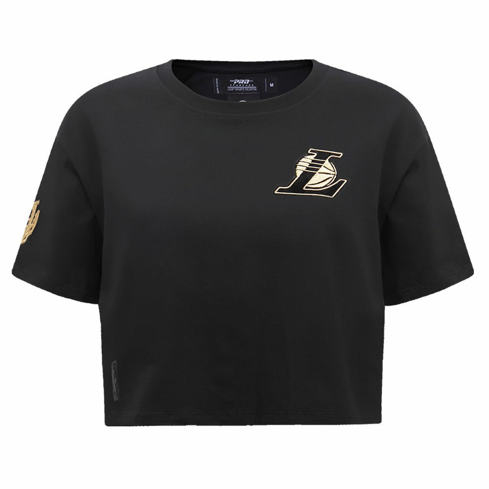 NBA - Los Angeles Lakers Pro Standard Women's Holiday Glam Boxy T-Shirt - Black