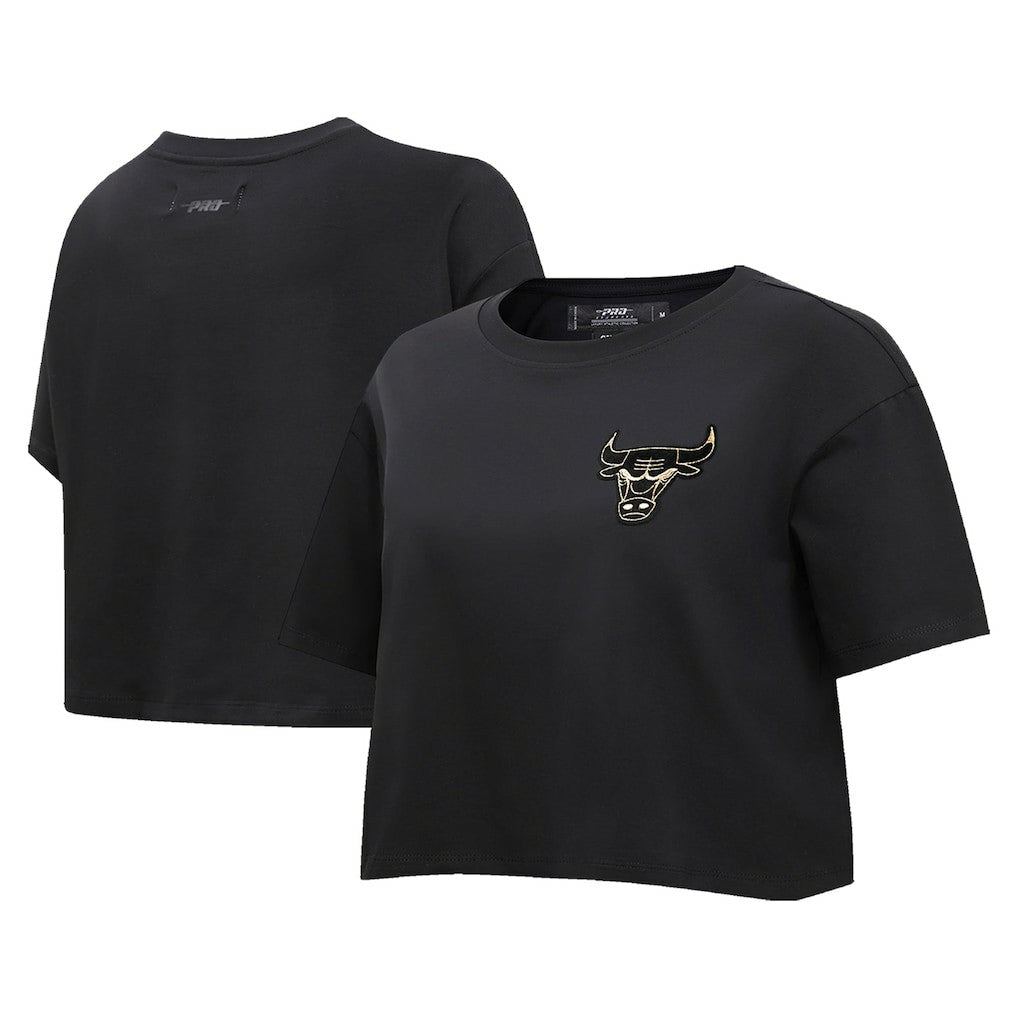 NBA - Chicago Bulls Pro Standard Women's Holiday Glam Boxy T-Shirt - Black