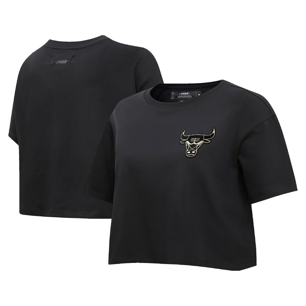 NBA - Chicago Bulls Pro Standard Women's Holiday Glam Boxy T-Shirt - Black