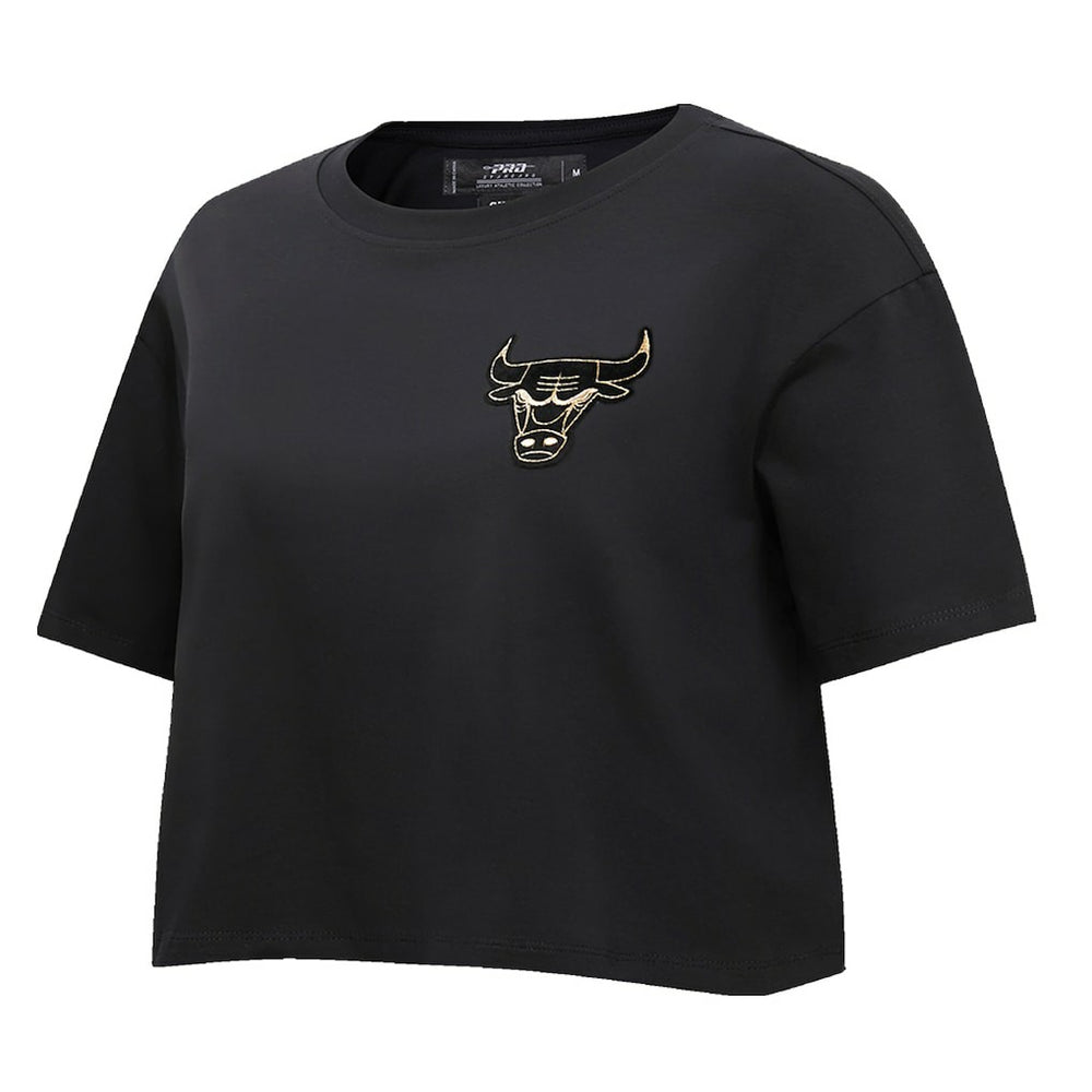 NBA - Chicago Bulls Pro Standard Women's Holiday Glam Boxy T-Shirt - Black