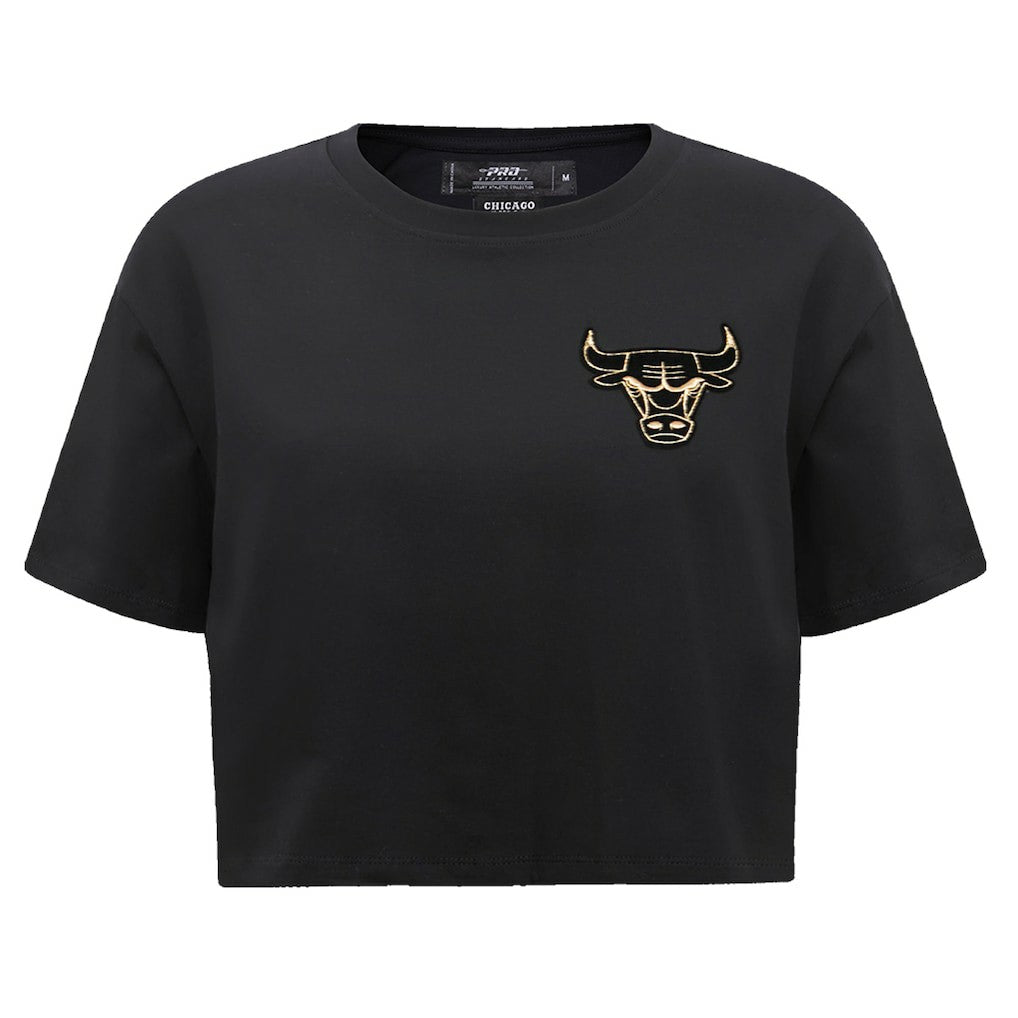 NBA - Chicago Bulls Pro Standard Women's Holiday Glam Boxy T-Shirt - Black