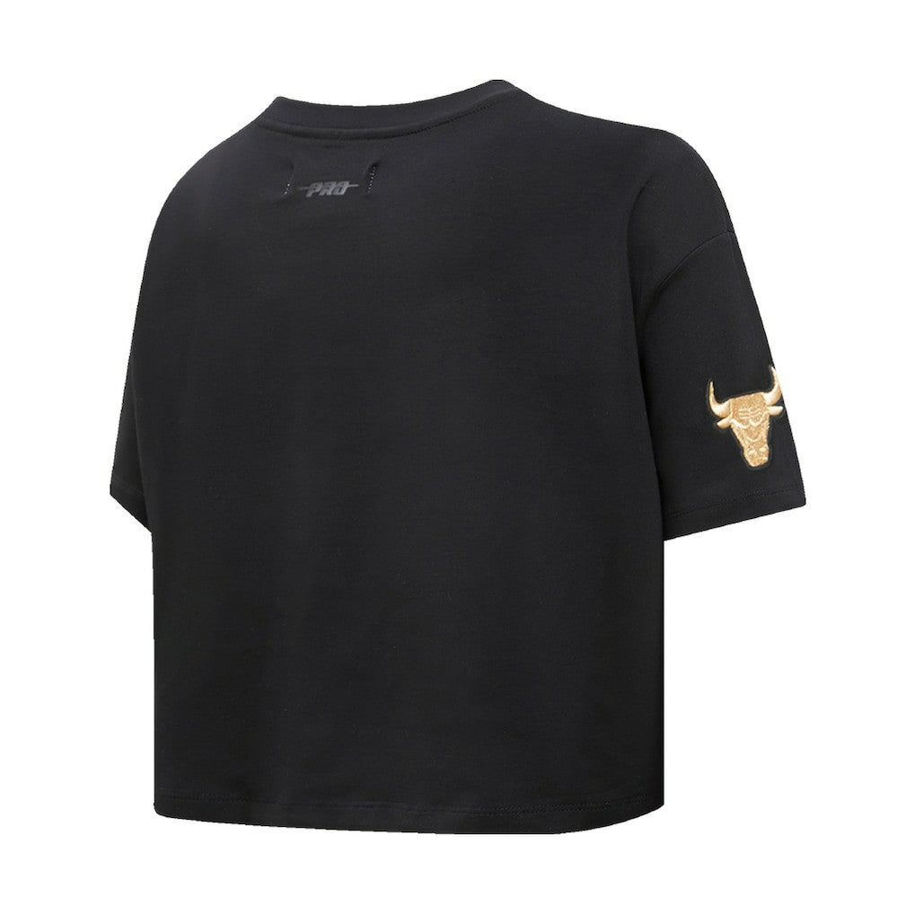 NBA - Chicago Bulls Pro Standard Women's Holiday Glam Boxy T-Shirt - Black