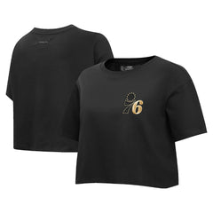 NBA - Philadelphia 76ers Pro Standard Women's Holiday Glam Boxy T-Shirt - Black