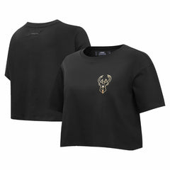 NBA - Milwaukee Bucks Pro Standard Women's Holiday Glam Boxy T-Shirt - Black