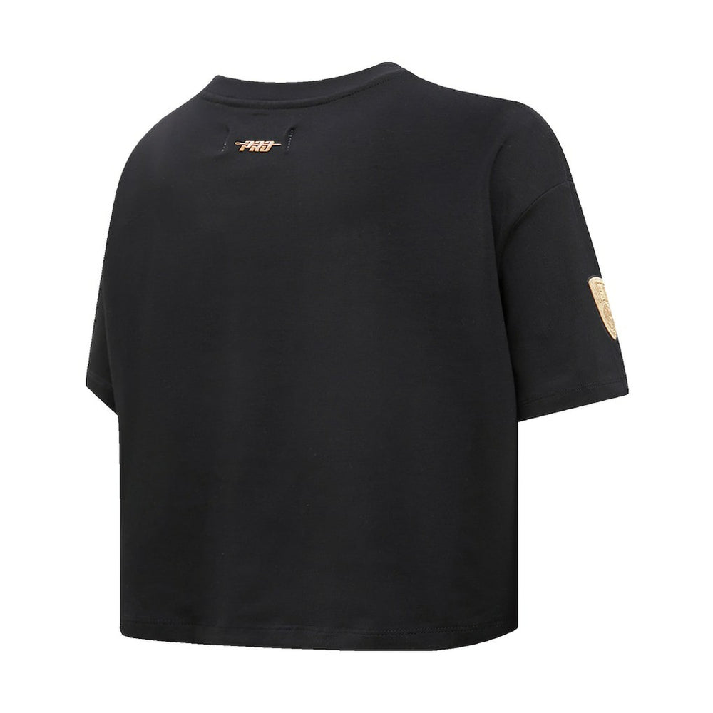 NBA - Brooklyn Nets Pro Standard Women's Holiday Glam Boxy T-Shirt - Black