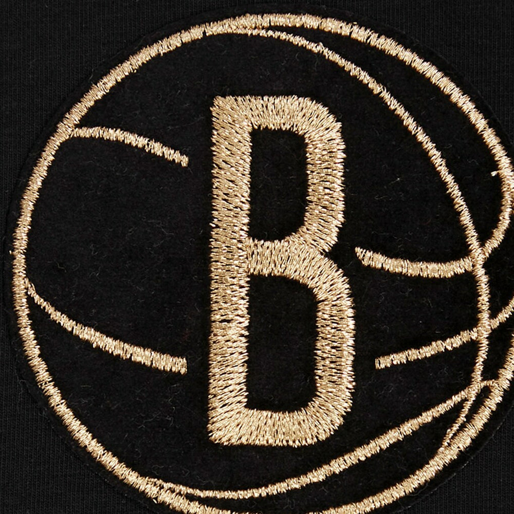 NBA - Brooklyn Nets Pro Standard Women's Holiday Glam Boxy T-Shirt - Black