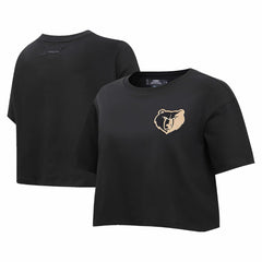 NBA - Memphis Grizzlies Pro Standard Women's Holiday Glam Boxy T-Shirt - Black