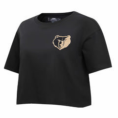 NBA - Memphis Grizzlies Pro Standard Women's Holiday Glam Boxy T-Shirt - Black