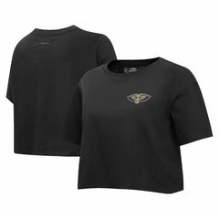 NBA - New Orleans Pelicans Pro Standard Women's Holiday Glam Boxy T-Shirt - Black