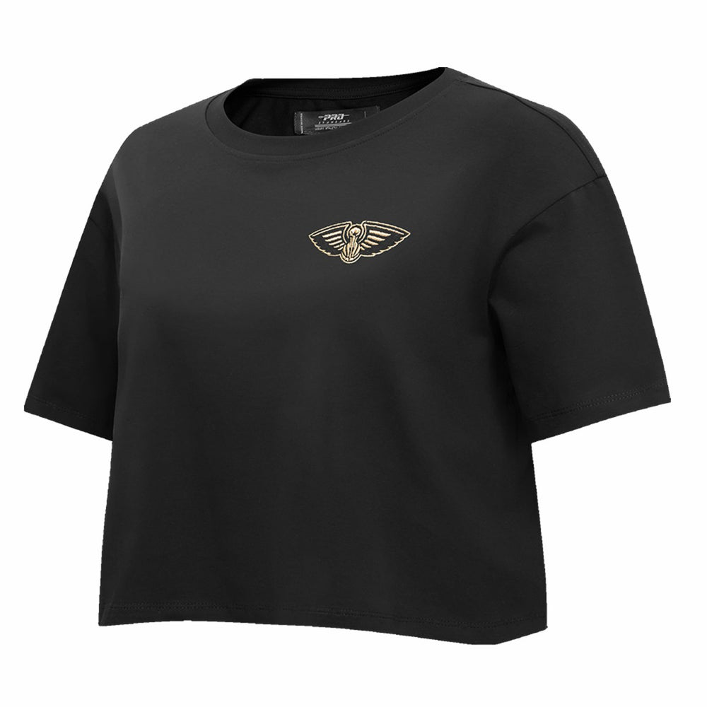 NBA - New Orleans Pelicans Pro Standard Women's Holiday Glam Boxy T-Shirt - Black