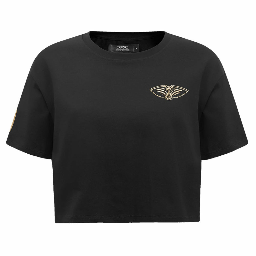 NBA - New Orleans Pelicans Pro Standard Women's Holiday Glam Boxy T-Shirt - Black