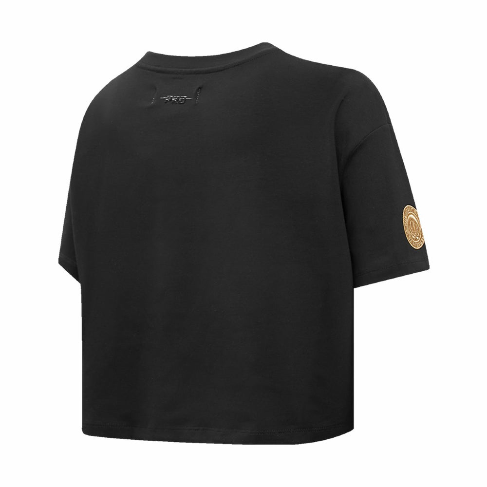 NBA - New Orleans Pelicans Pro Standard Women's Holiday Glam Boxy T-Shirt - Black