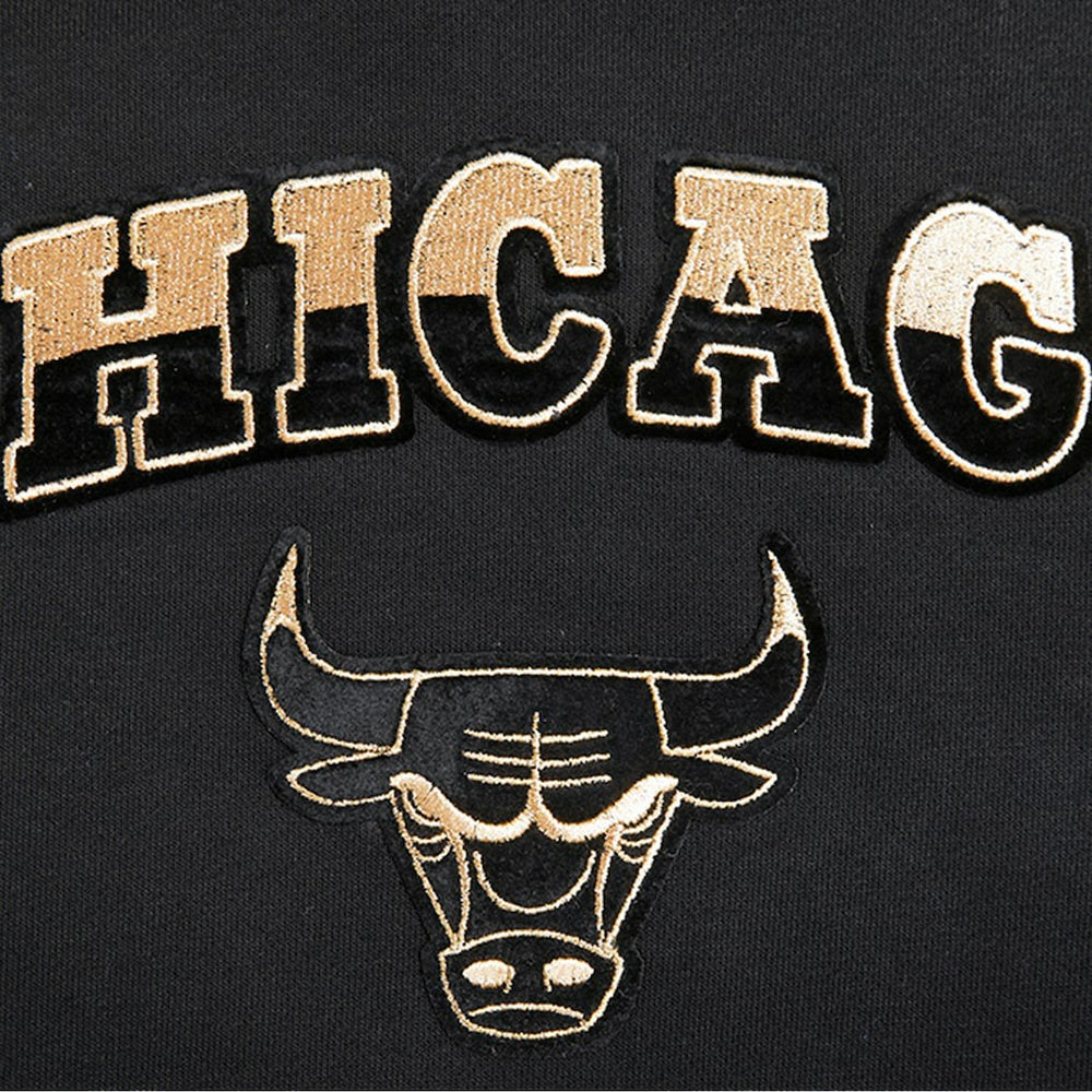 NBA - Chicago Bulls Pro Standard Women's Glam Cropped Pullover Sweatshirt - Black