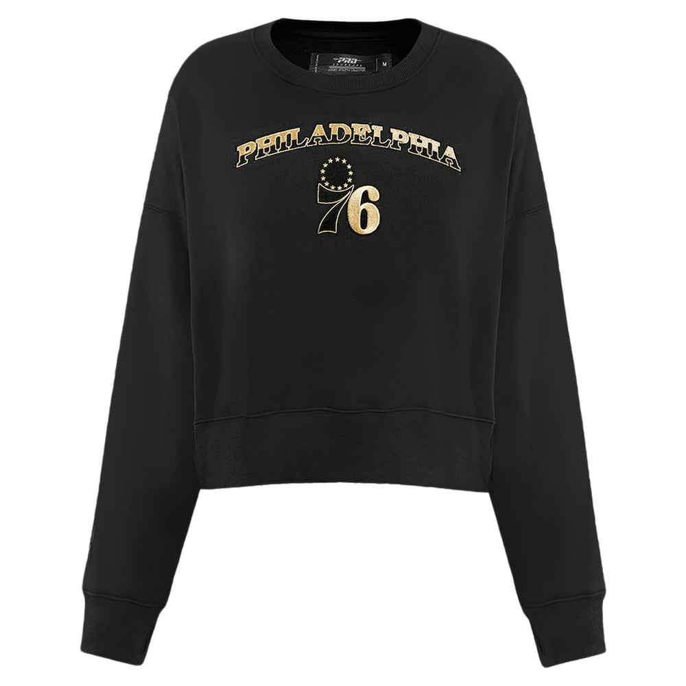 NBA - Philadelphia 76ers Pro Standard Women's Glam Cropped Pullover Sweatshirt - Black