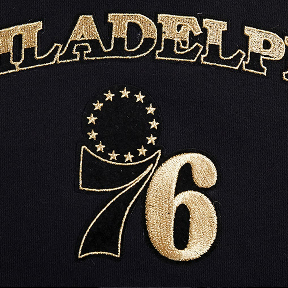 NBA - Philadelphia 76ers Pro Standard Women's Glam Cropped Pullover Sweatshirt - Black