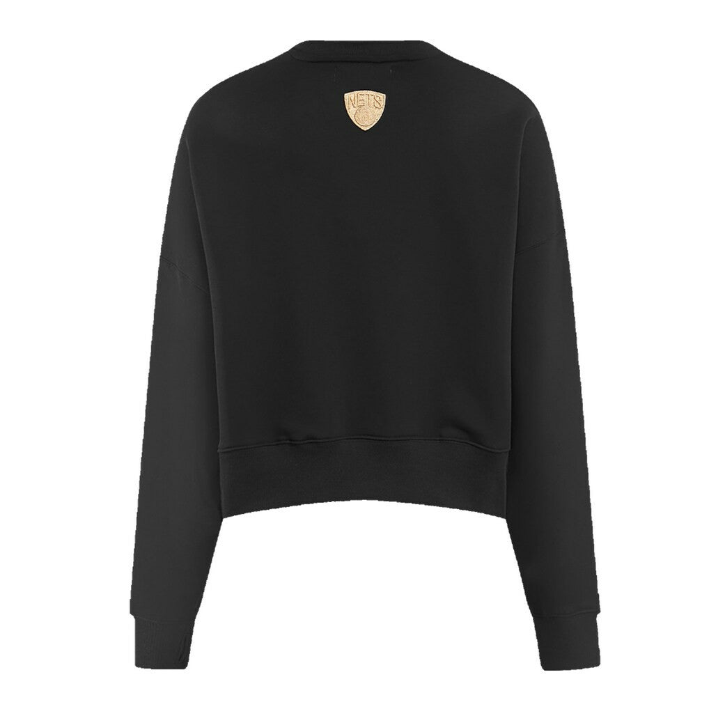 NBA - Brooklyn Nets Pro Standard Women's Glam Cropped Pullover Sweatshirt - Black