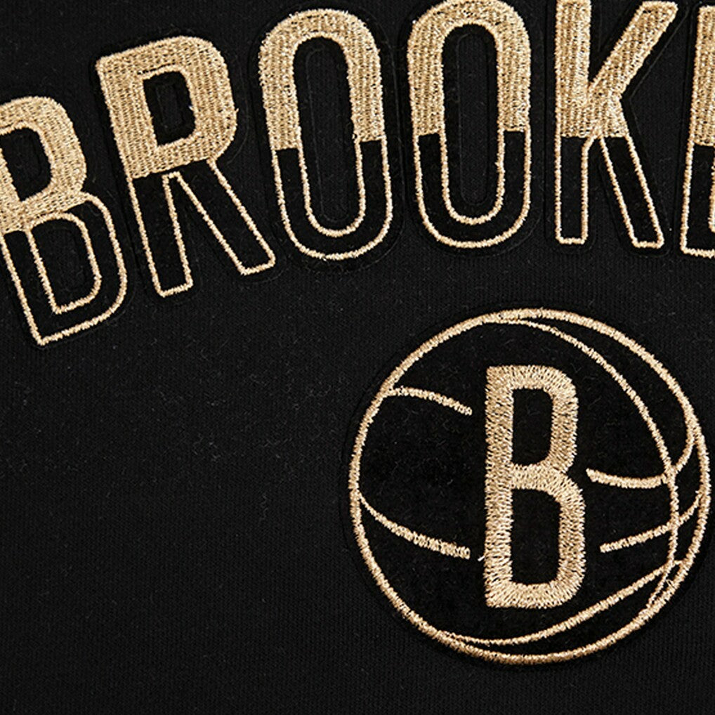 NBA - Brooklyn Nets Pro Standard Women's Glam Cropped Pullover Sweatshirt - Black